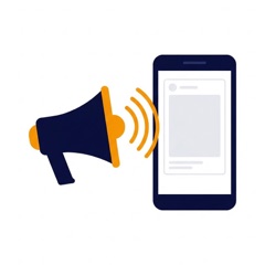 Illustration of a megaphone and a phone showing an ad