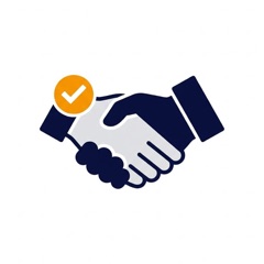 Illustration of a handshake with a check mark