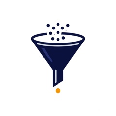 Illustration of a funnel filtering many dots down to one