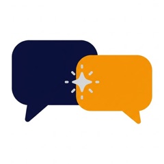 Illustration of two chat bubbles with a sparkle for an instant reply